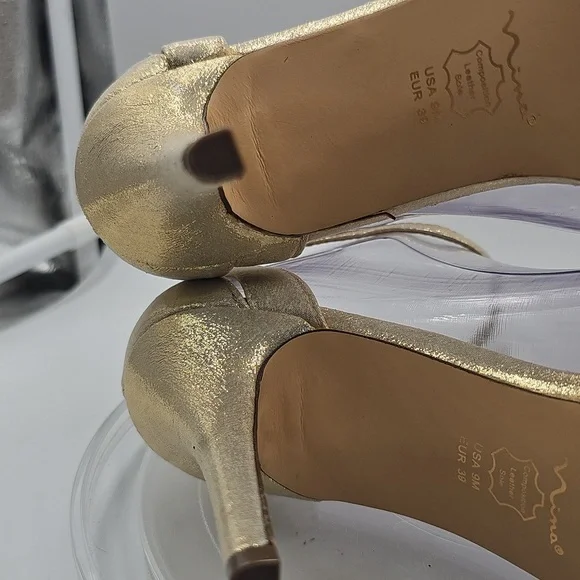 K NINA WOMENS SIZE 9m GOLD 4” HEELS - Picture 9 of 11